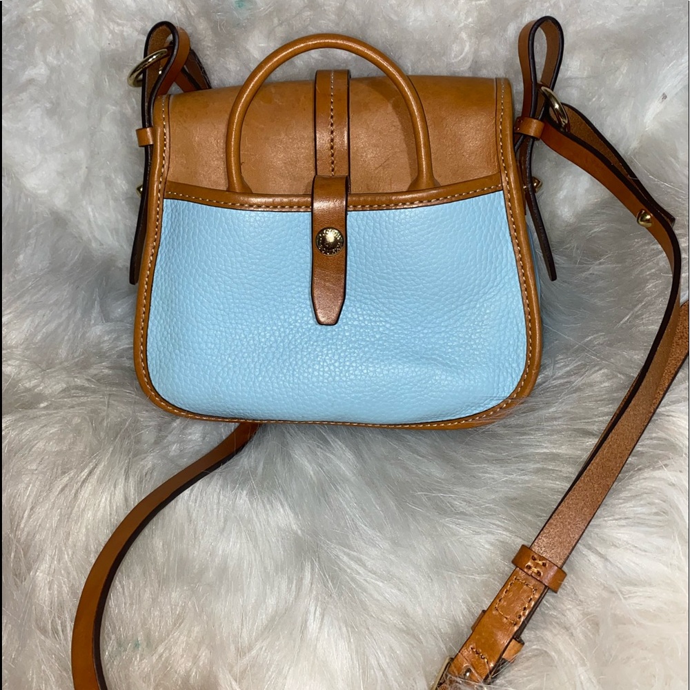 ❕RARE❕DOONEY AND BOURKE light blue and brown leather crossbody - Picture 2 of 6